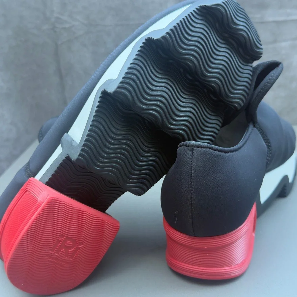 iRi Neoprene Slip On Sneakers Size 39 Black Red White Made in Italy